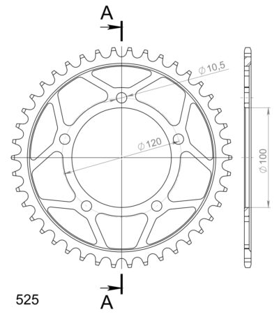 Couronne acier Pas 525 - 42 dents Aprilia Caponord 1200 ZD - Supersprox (CI80042)