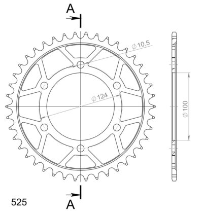 Couronne acier Pas 525 - 42 dents Ducati Sport Touring ST2 S100 - Supersprox (CL60942)