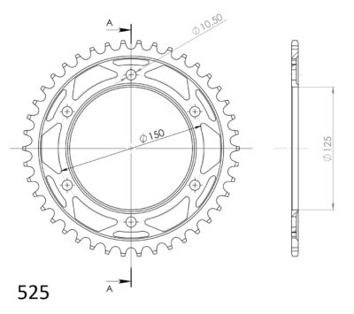 Couronne acier Pas 525 - 42 dents KTM Adventure 1050 - Supersprox (CK50142)