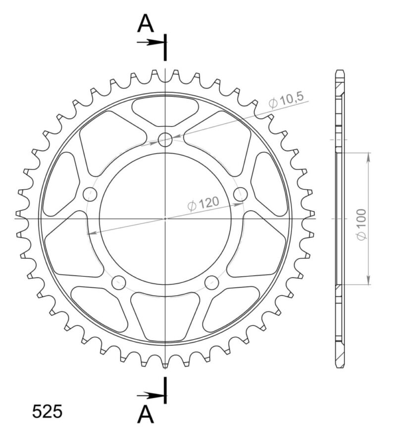 Couronne acier pas 525 – 43 dents – Supersprox CI80043