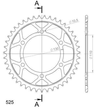 Couronne acier Pas 525 - 43 dents Suzuki GSX-R 600 L1 C31 - Supersprox (CC81043)