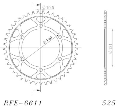 Couronne acier Pas 525 - 45 dents Cagiva Raptor 650 M210 - Supersprox (CK50245)