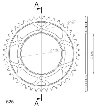 Couronne acier Pas 525 - 45 dents KTM Superenduro 950 R - Supersprox (CK50145)