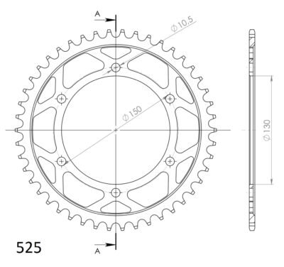 Couronne acier Pas 525 - 46 dents Yamaha FZ8 Fazer / ABS RN25 - Supersprox (CC60646)