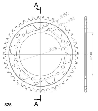 Couronne acier Pas 525 - 47 dents BMW F800 R /ABS (diam. 8.5mm) K73 - Supersprox (CI30547)