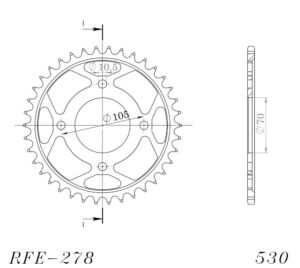 Couronne acier 530 38 dents Honda CB250, CB350, CB360, CB400, CJ250 (1973-1979) – Supersprox CA40138