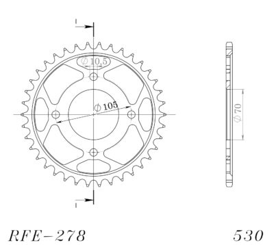 Couronne acier Pas 530 - 38 dents Honda CB250 G CB250 - Supersprox (CA40138)