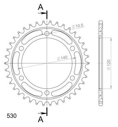 Couronne acier Pas 530 - 38 dents Suzuki TL1000 S V JS1AG WVAG - Supersprox (CG60338)