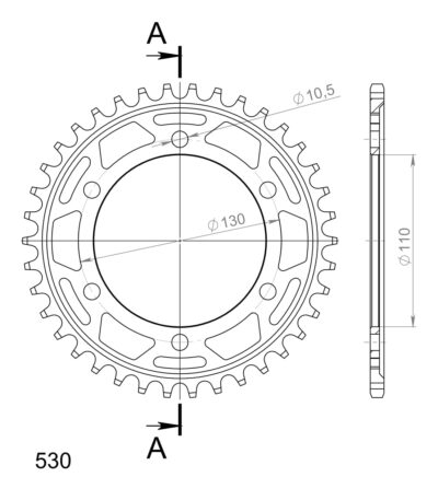 Couronne acier Pas 530 - 38 dents Yamaha XJR1300 C - Supersprox (CC81338)