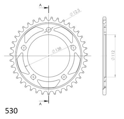 Couronne acier Pas 530 - 39 dents Honda CB1100 A ABS D SC65 - Supersprox (CA50839)