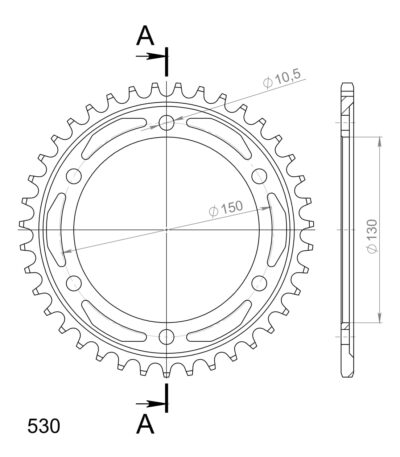 Couronne acier Pas 530 - 39 dents Yamaha FJ1200 /A ABS 3YA - Supersprox (CC80139)