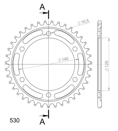 Couronne acier Pas 530 - 39 dents Yamaha FZX750 Fazer 2JE - Supersprox (CC60139)