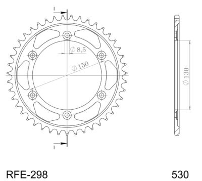 Couronne acier Pas 530 - 40 dents Honda NS400 R - Supersprox (CA40440)