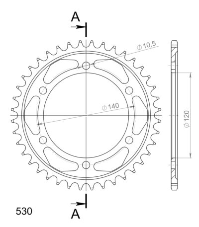 Couronne acier Pas 530 - 40 dents Kawasaki VN800 Drifter C1 VN800C - Supersprox (CG60340)