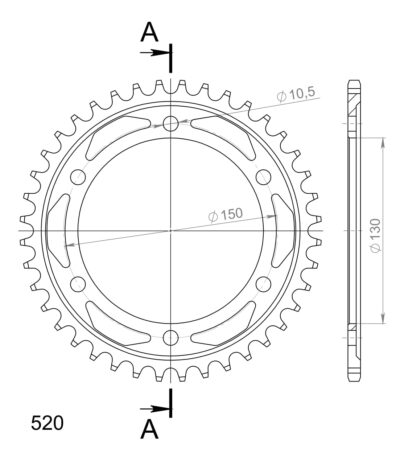 Couronne acier Pas 530 - 40 dents Yamaha FJ1200 1XJ - Supersprox (CC80140)