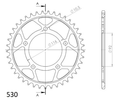 Couronne acier Pas 530 - 41 dents Kawasaki ZZR1400 6F ZXT40A - Supersprox (CG70241)