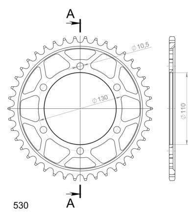 Couronne acier Pas 530 - 42 dents Suzuki GSX-R 1000 K9 CY1111;CY1112;CY2111 - Supersprox (CC81342)