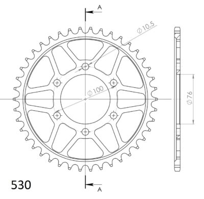 Couronne acier Pas 530 - 42 dents Suzuki GSX-R 1100 530 P GU75A;GU75B;GU75C;GU75D;GU75E - Supersprox (CE90242)