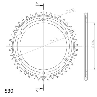 Couronne acier Pas 530 - 42 dents Triumph Daytona 955 I mono-bras T595N - Supersprox (CT60142)