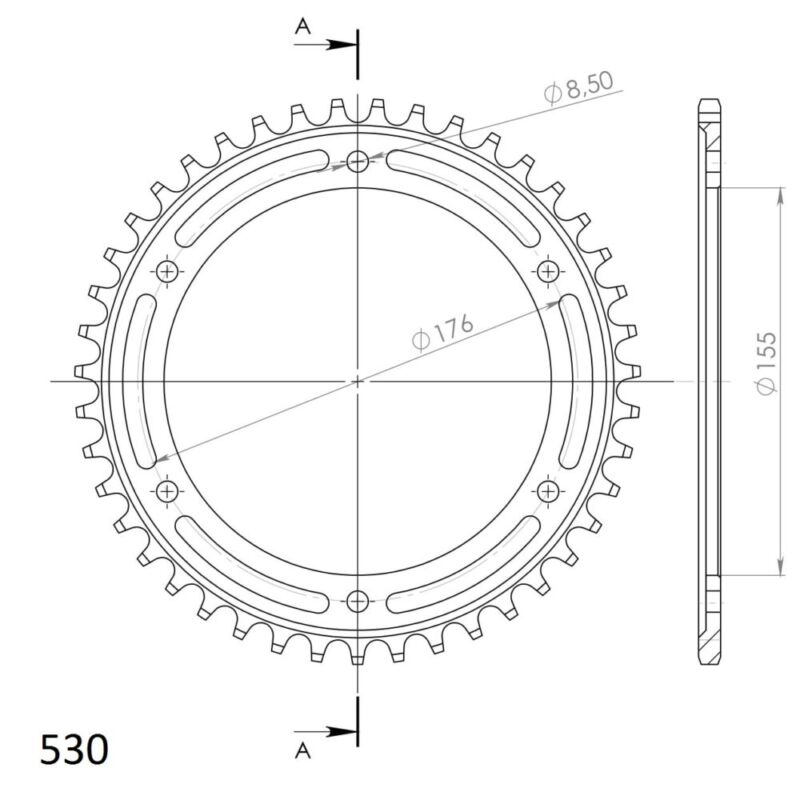 Couronne acier Pas 530 - 42 dents Triumph Daytona 955 I mono-bras T595N - Supersprox (CT60142)