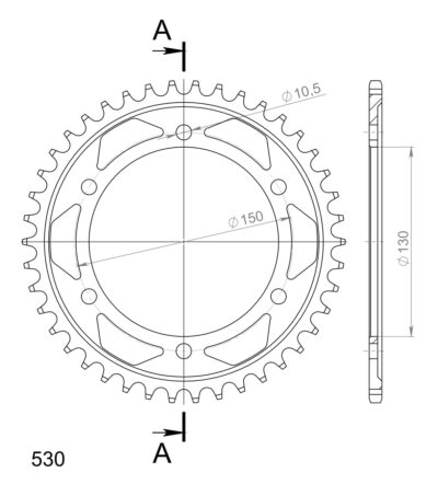 Couronne acier Pas 530 - 42 dents Yamaha FZR750 RT Genesis 2TT 3CU - Supersprox (CC80142)