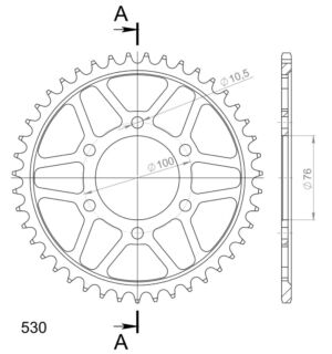 Couronne acier 43 dents Suzuki GSX-R750 / RF900 1981-1997 – Supersprox CE90243