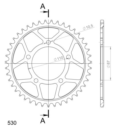 Couronne acier Pas 530 - 43 dents Suzuki RF600 F /R P GN76A GN76B - Supersprox (CE60143)