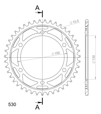 Couronne acier Pas 530 - 43 dents Yamaha YZF750 R 530 4HN - Supersprox (CC80143)