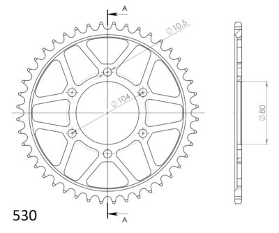 Couronne acier Pas 530 - 44 dents Kawasaki ZX-9R 900 B1 ZX900B - Supersprox (CG60444)