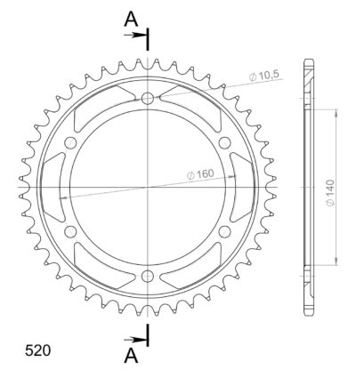 Couronne acier Pas 530 - 44 dents Kawasaki ZZR1100 D3 ZXT10D - Supersprox (CG70144)