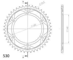 Couronne acier 45 dents Pas 530 Kawasaki GPZ1100 ZRX1100 ZZR1100 ZX10 (1988–2000) – Supersprox CG70145
