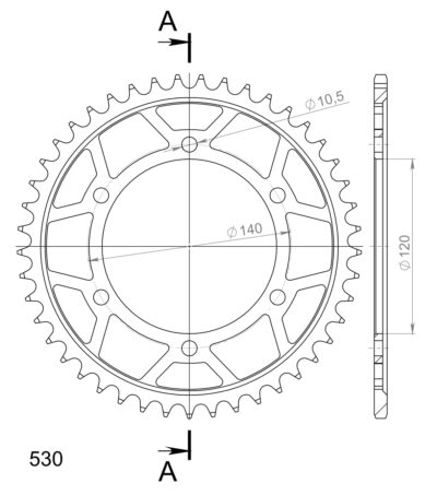 Couronne acier Pas 530 - 45 dents Kawasaki ZZR600 D1 ZX600D - Supersprox (CG60345)