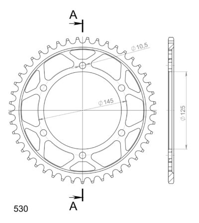 Couronne acier Pas 530 - 45 dents Yamaha FZR600 3HE 3RG 3RH - Supersprox (CC60145)