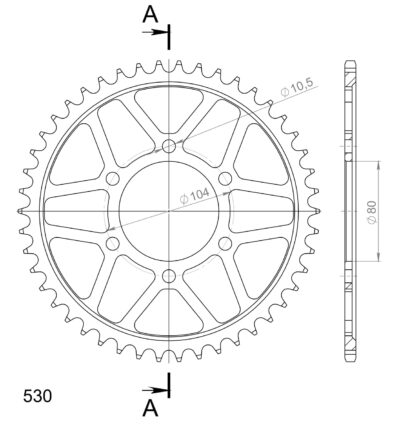 Couronne acier Pas 530 - 46 dents Kawasaki ZX-12R 1200 1H ZXT20A - Supersprox (CG60446)