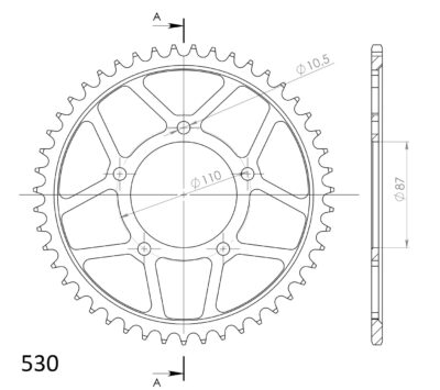 Couronne acier Pas 530 - 47 dents Suzuki GSF600 Bandit K1 A81121;A81122;A82121 - Supersprox (CE60147)