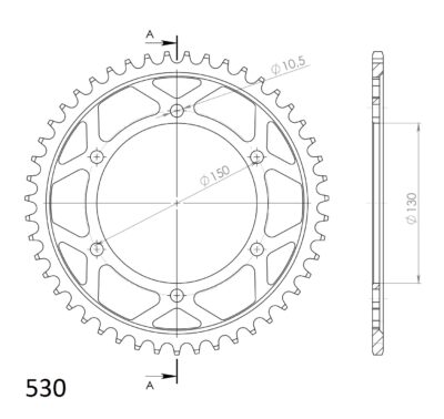 Couronne acier Pas 530 - 47 dents Yamaha FZR1000 Exup 530 3LE - Supersprox (CC80147)