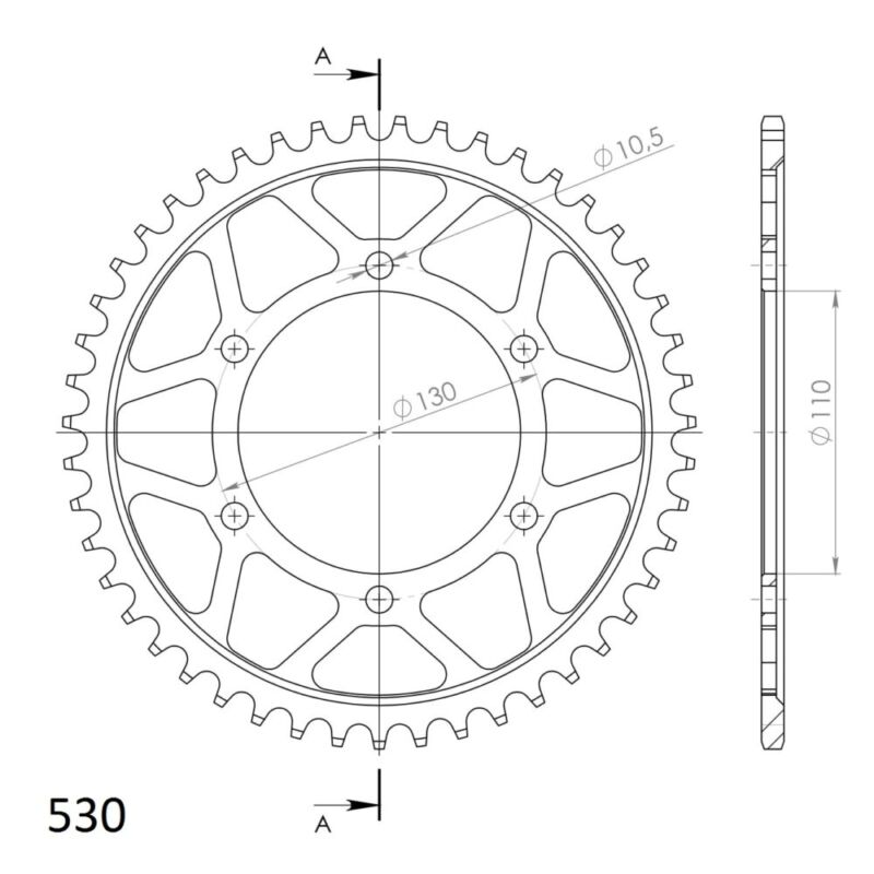 Couronne acier Pas 530 - 48 dents Yamaha YZF600 R6 530 RJ05 - Supersprox (CC81348)