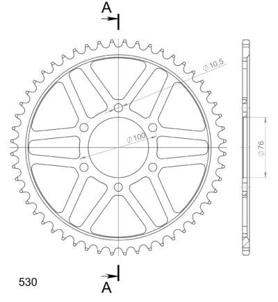 Couronne acier Pas 530 - 52 dents Suzuki GSX1100 F 530 H GV72A GV72B GV72C - Supersprox (CE90252)