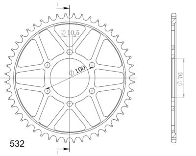 Couronne acier Pas 532 - 48 dents Suzuki GSX-R 1100 532 K GV73A;GV73B;GV73C;GV73D;GV73E - Supersprox (CE90148)