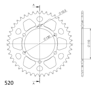 Couronne Alu Pas 486 - 45 dents MUZ 1000 SF - Supersprox