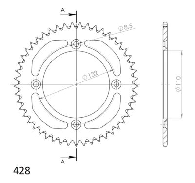 Couronne aluminium 49 dents Gas Gas MC85 16/19 pouces - Supersprox (AP102X49)