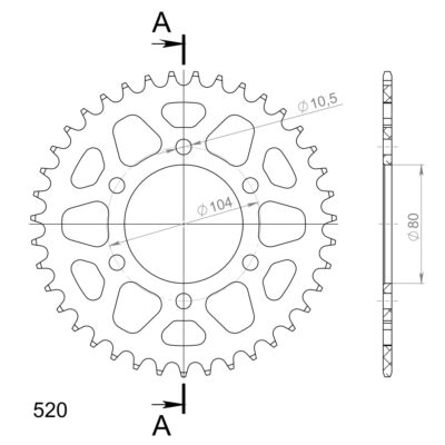 Couronne aluminium 39 dents Kawasaki ZX-10R 1000 1H ZXT00C - Supersprox (AH403X39)