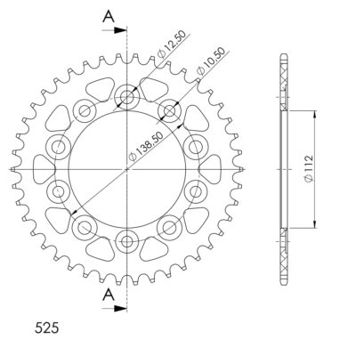 Couronne aluminium 42 dents Honda CB600 F Hornet /S 1 PC34 PC36 - Supersprox (AB613X42)