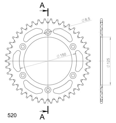 Couronne aluminium 42 dents Husaberg FC600 (Supermoto) - Supersprox (AP304X42)