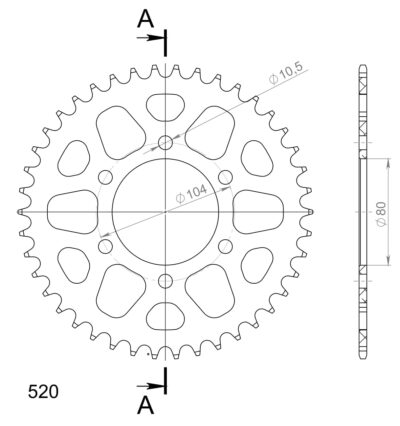 Couronne aluminium 42 dents Kawasaki GPZ400 (27PS) ZX400A - Supersprox (AH403X42)