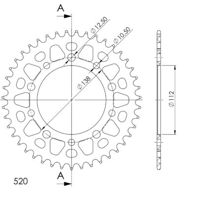 Couronne aluminium 43 dents Honda CB600 F Hornet /S 7 PC41 - Supersprox (AB509X43)