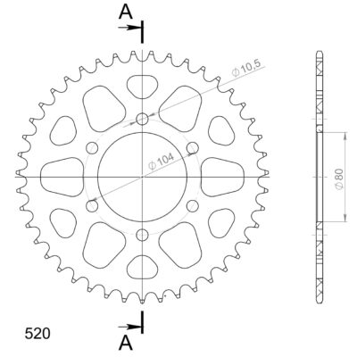 Couronne aluminium 43 dents Kawasaki KLZ1000 Versys ABS - Supersprox (AH403X43)