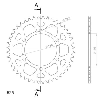 Couronne aluminium 44 dents Kawasaki EL250 1 EL250B EL250E - Supersprox (AD812X44)