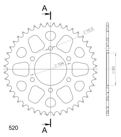 Couronne aluminium 44 dents Kawasaki ZX-9R 900 B1 ZX900B - Supersprox (AH403X44)