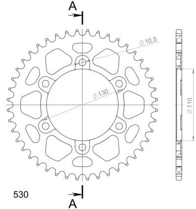 Couronne aluminium 44 dents Yamaha FZS1000 Fazer RN06 - Supersprox (AD813X44)